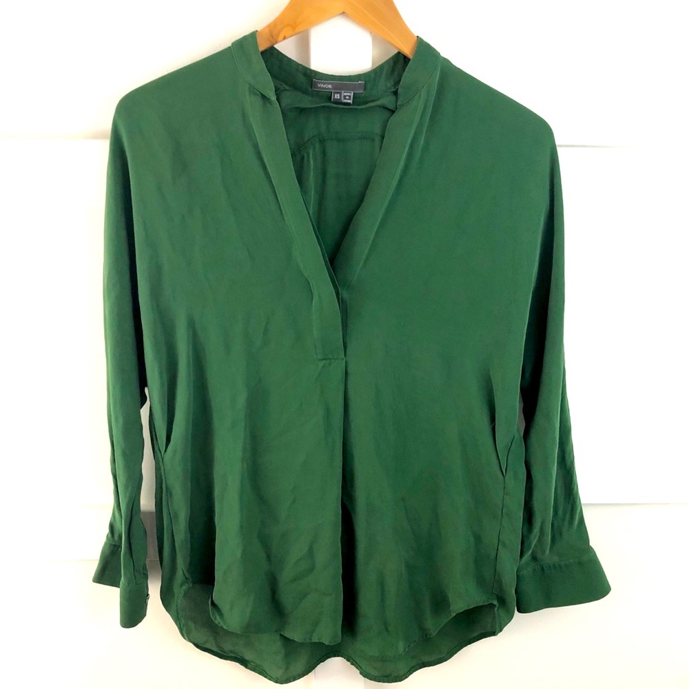 Vince Women’s Tunic Top Pop Over Sz XS Green